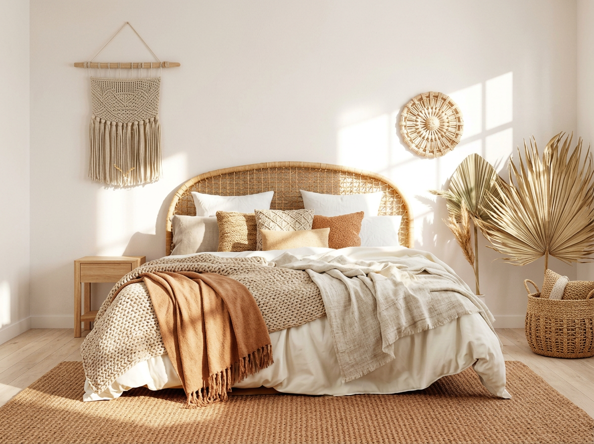 Neutral Boho bedroom design