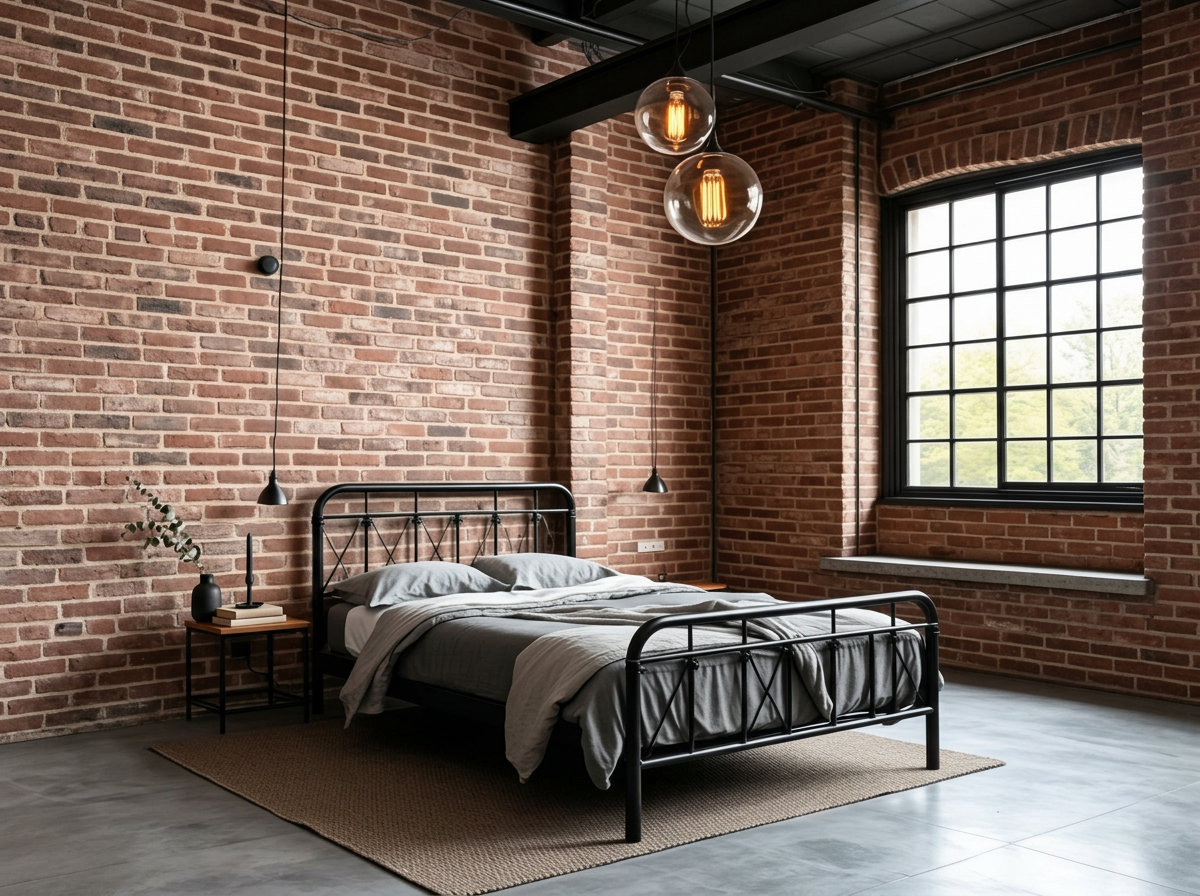 Industrial Loft bedroom design