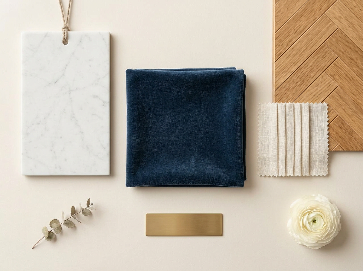 Quiet Luxury — moodboard with palette, materials and textures