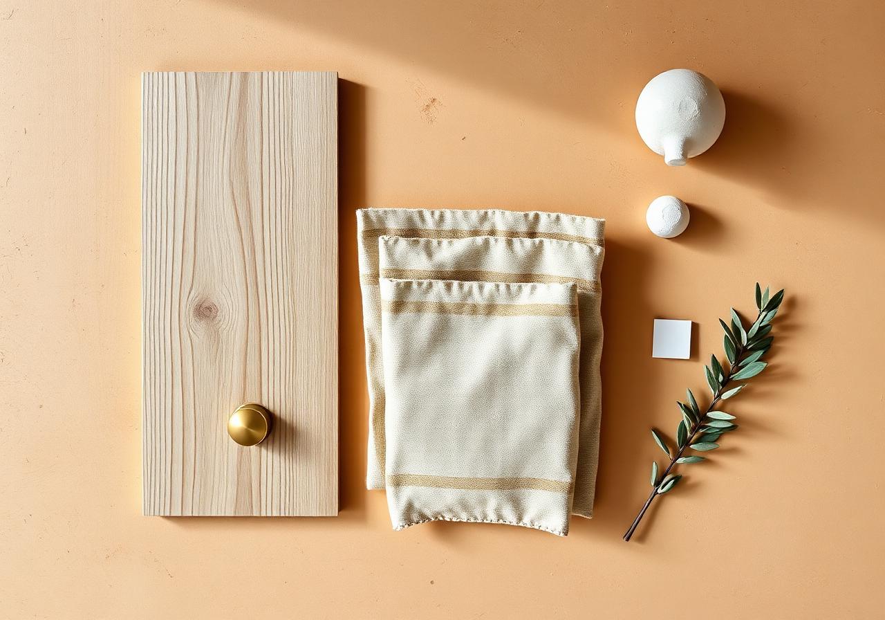 Modern Minimal — moodboard with palette, materials and textures